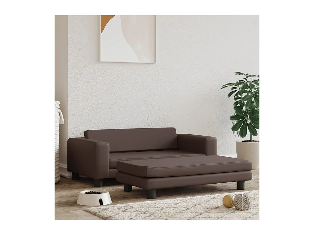 Grace  Lit pour cen avec extension marron 100x50x30 cm similicuir