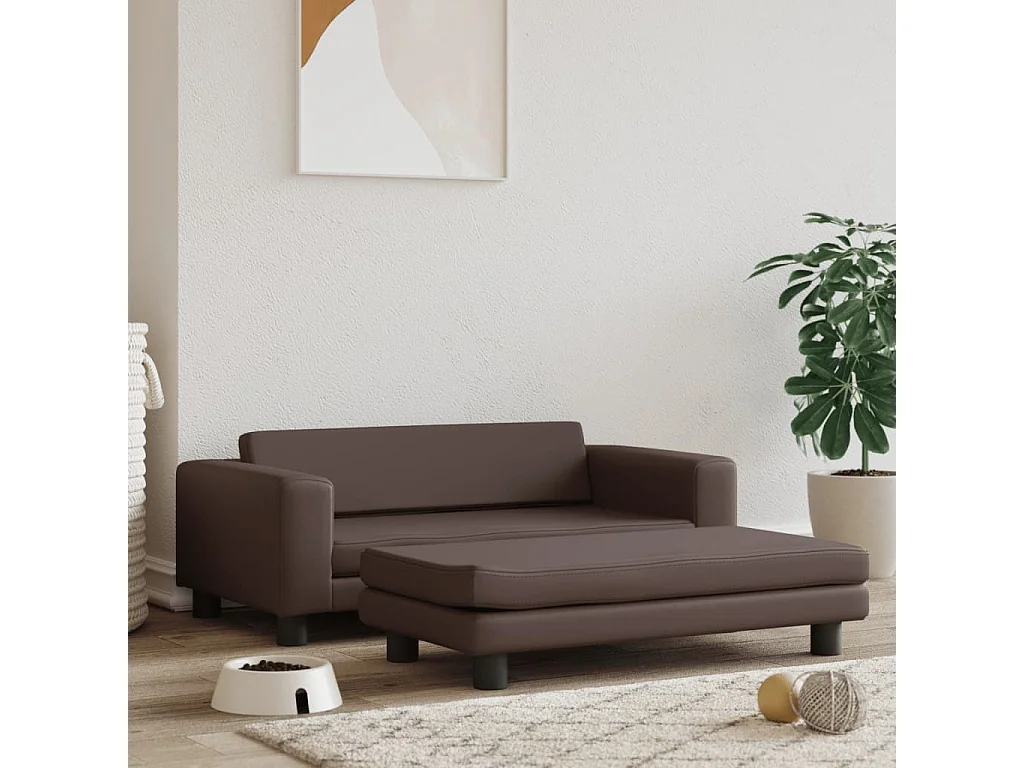 Grace  Lit pour cen avec extension marron 100x50x30 cm similicuir