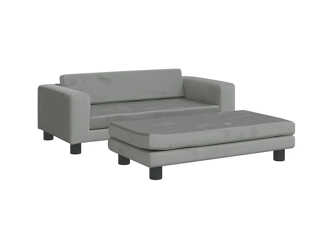 Grace  Lit pour cen avec extension gris clair 100x50x30 cm velours