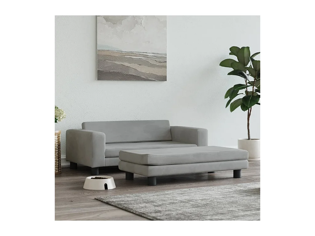 Grace  Lit pour cen avec extension gris clair 100x50x30 cm velours