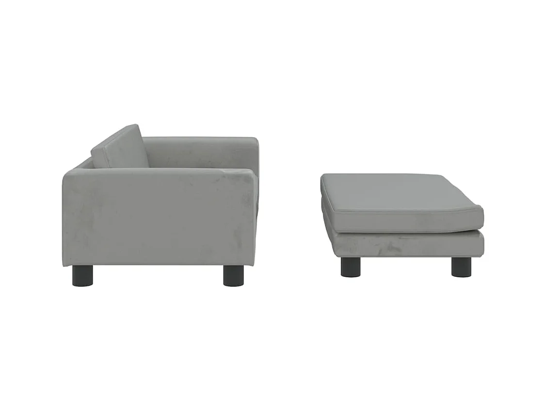 Grace  Lit pour cen avec extension gris clair 100x50x30 cm velours