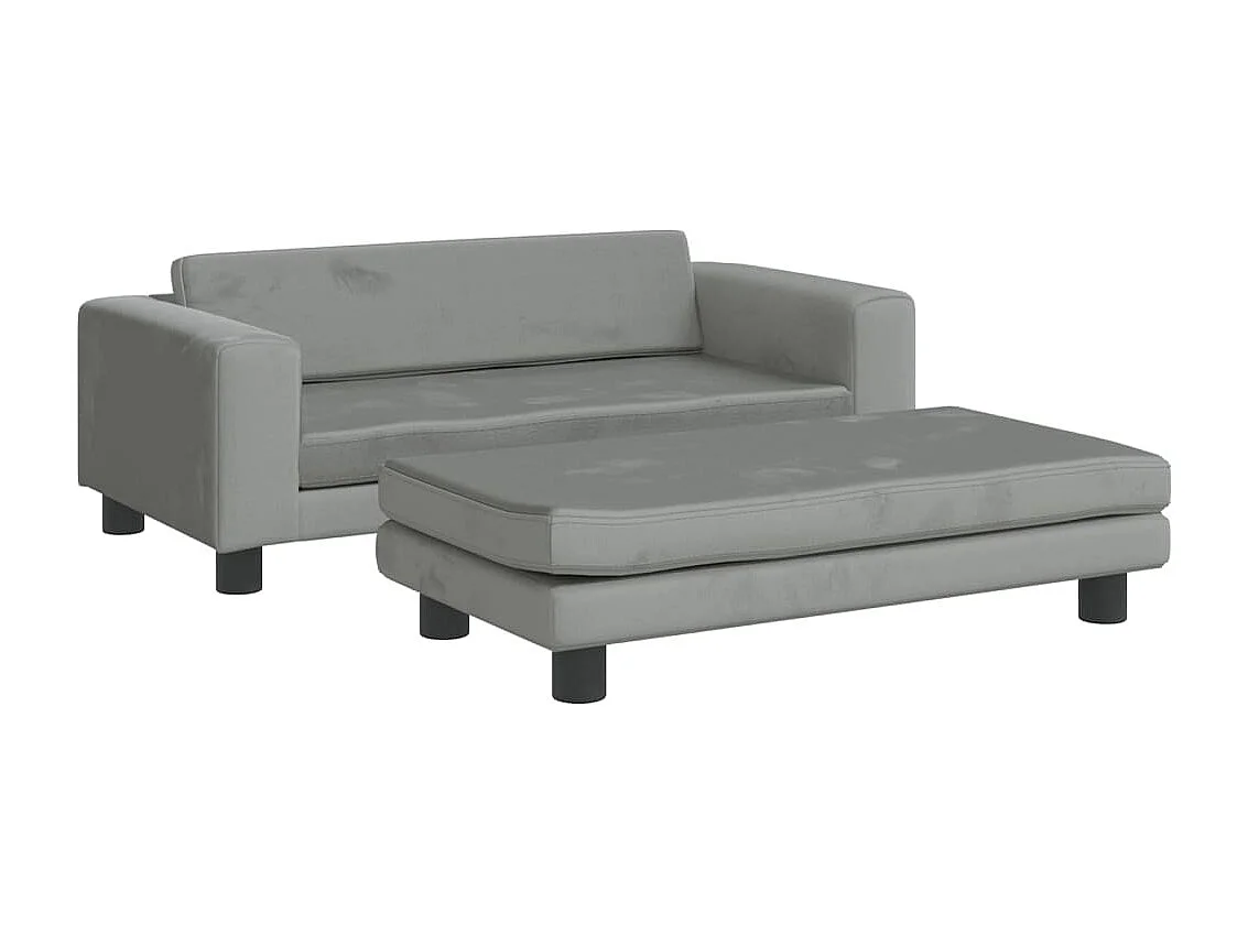 Grace  Lit pour cen avec extension gris clair 100x50x30 cm velours