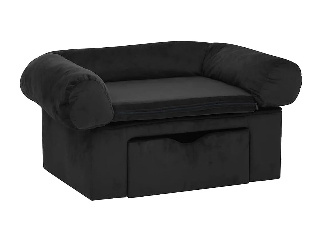 Mjorn  Canapé pour cen avec tiroir Noir 75x50x38 cm Peluche
