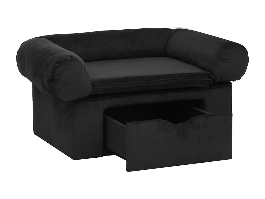 Mjorn  Canapé pour cen avec tiroir Noir 75x50x38 cm Peluche