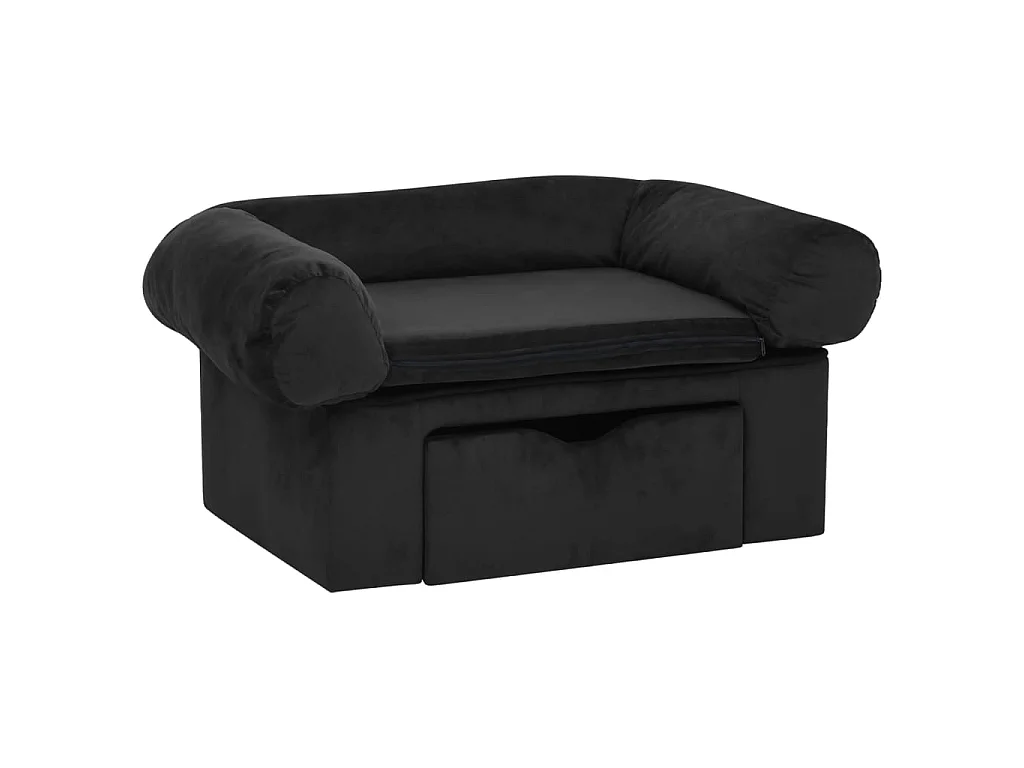 Mjorn  Canapé pour cen avec tiroir Noir 75x50x38 cm Peluche