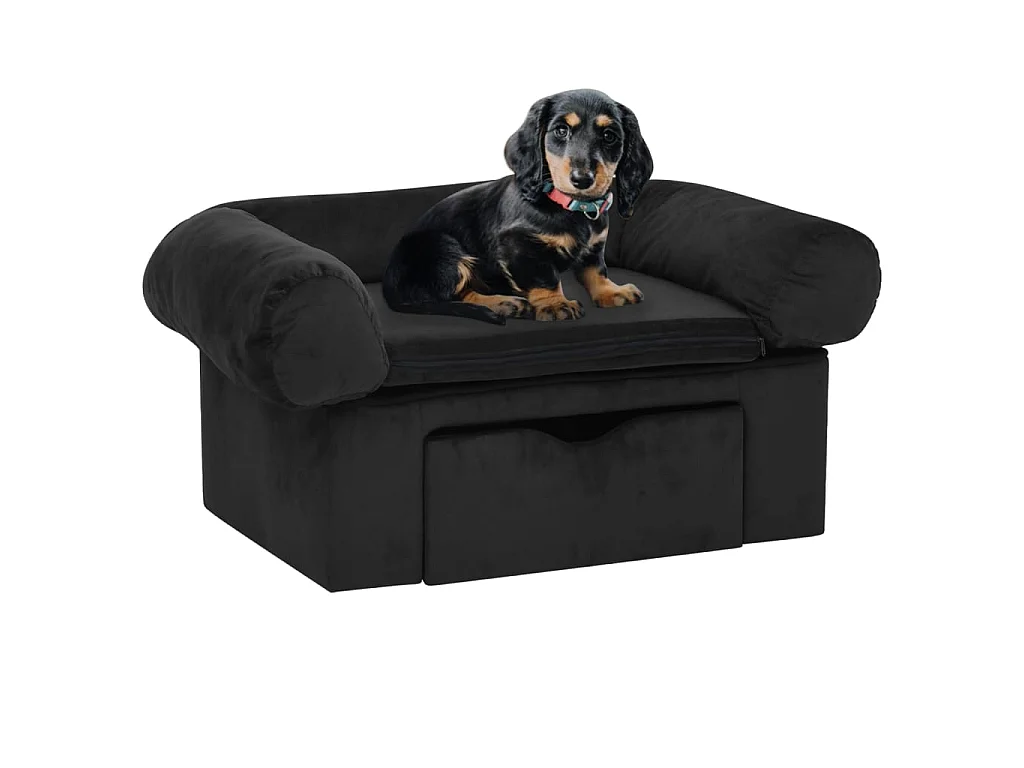 Mjorn  Canapé pour cen avec tiroir Noir 75x50x38 cm Peluche