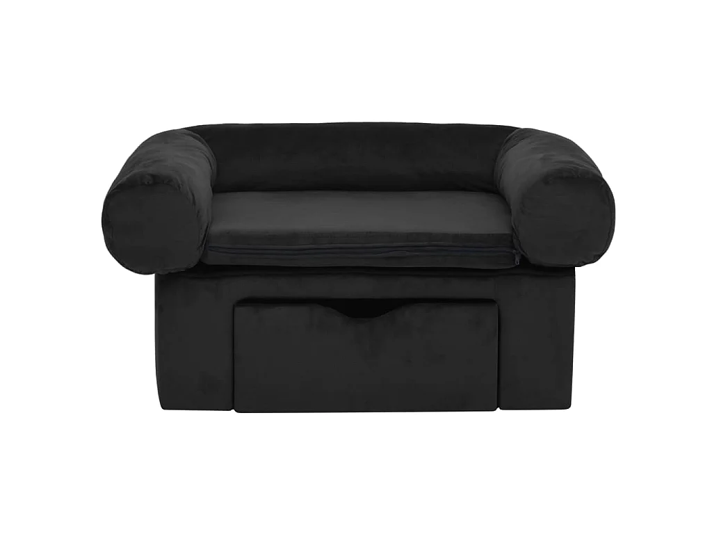 Mjorn  Canapé pour cen avec tiroir Noir 75x50x38 cm Peluche