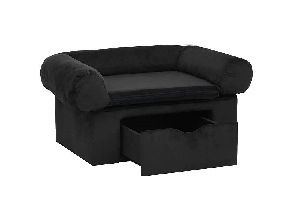 Mjorn  Canapé pour cen avec tiroir Noir 75x50x38 cm Peluche