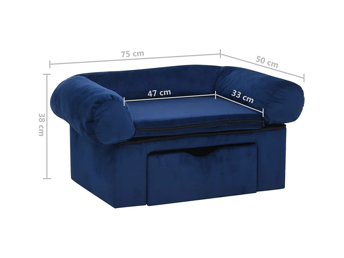 Mjorn  Canapé pour cen avec tiroir Bleu 75x50x38 cm Peluche