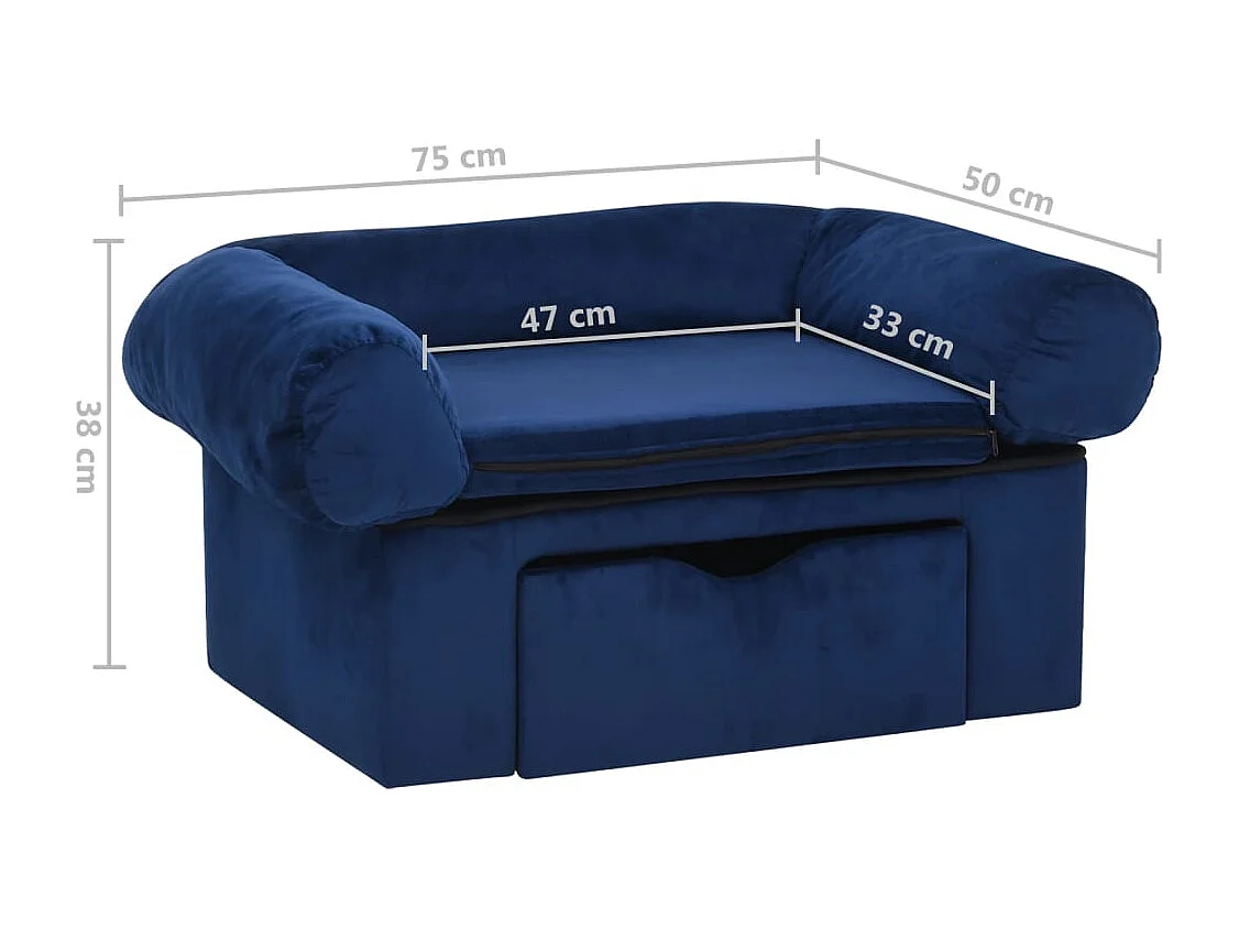 Mjorn  Canapé pour cen avec tiroir Bleu 75x50x38 cm Peluche