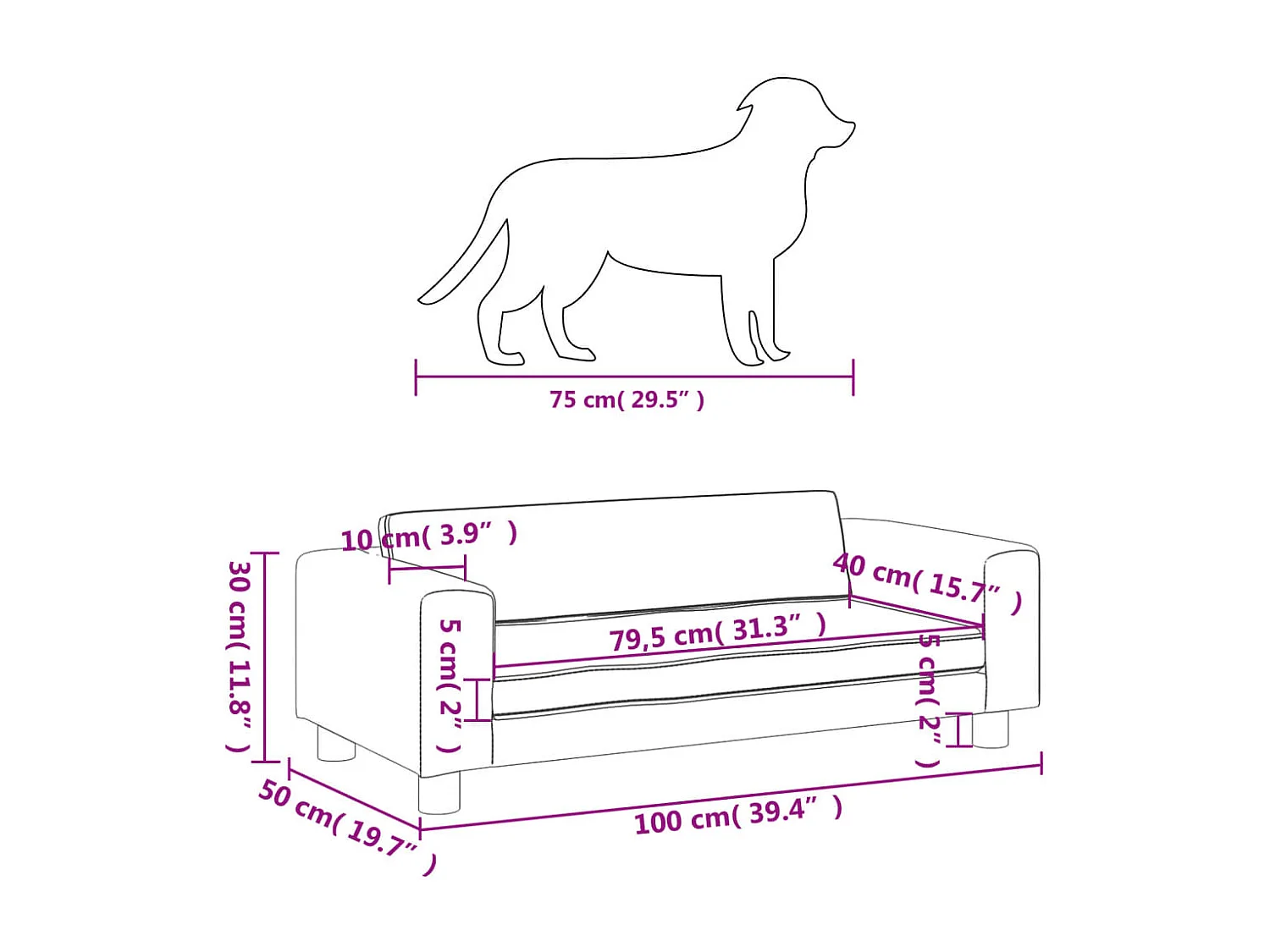 Grace  Lit pour cen avec extension gris foncé 100x50x30 cm velours