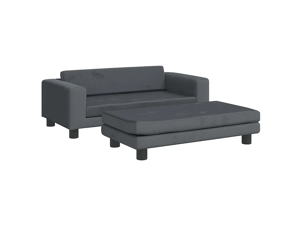 Grace  Lit pour cen avec extension gris foncé 100x50x30 cm velours