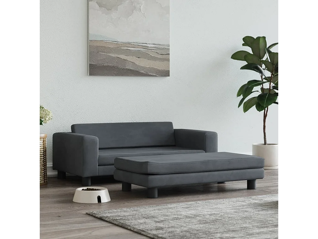 Grace  Lit pour cen avec extension gris foncé 100x50x30 cm velours
