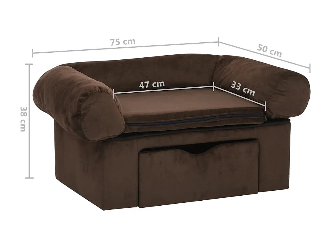 Mjorn  Canapé pour cen avec tiroir Marron 75x50x38 cm Peluche