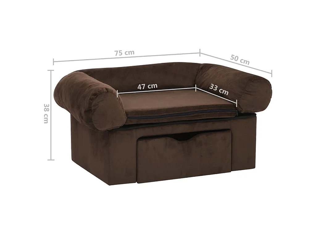 Mjorn  Canapé pour cen avec tiroir Marron 75x50x38 cm Peluche
