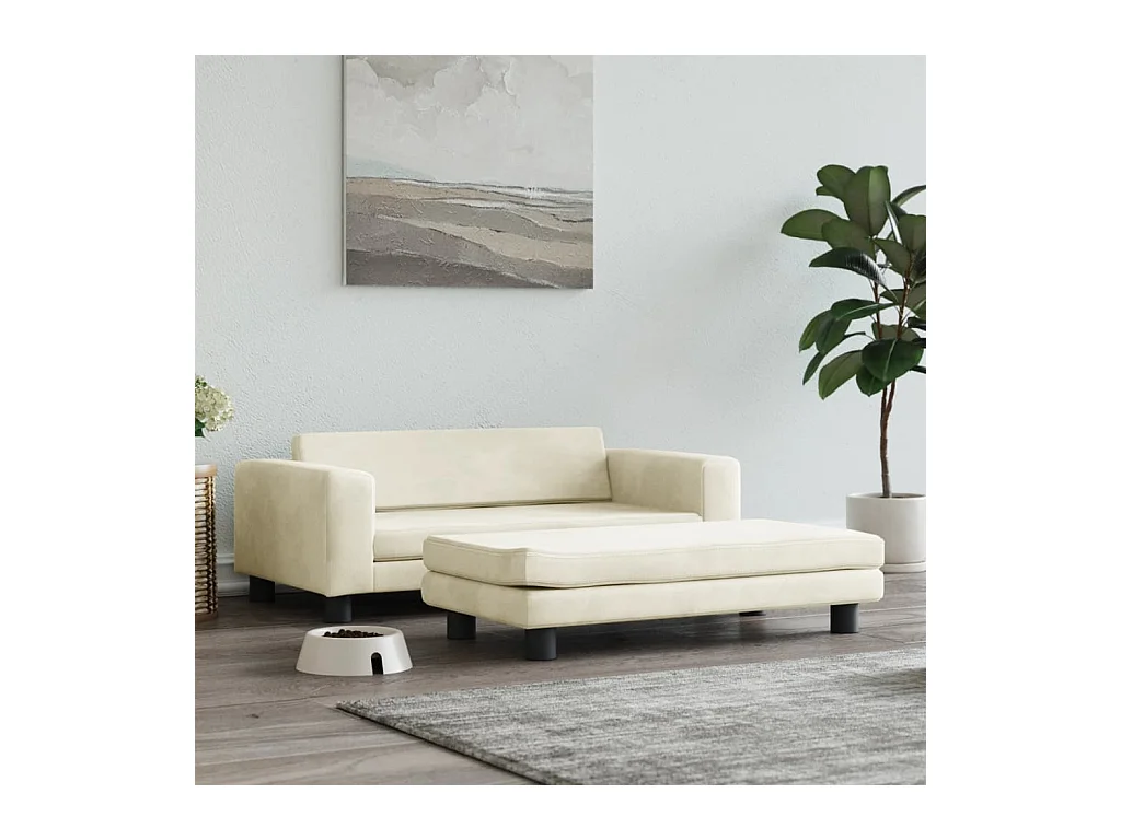 Grace  Lit pour cen avec extension crème 100x50x30 cm velours