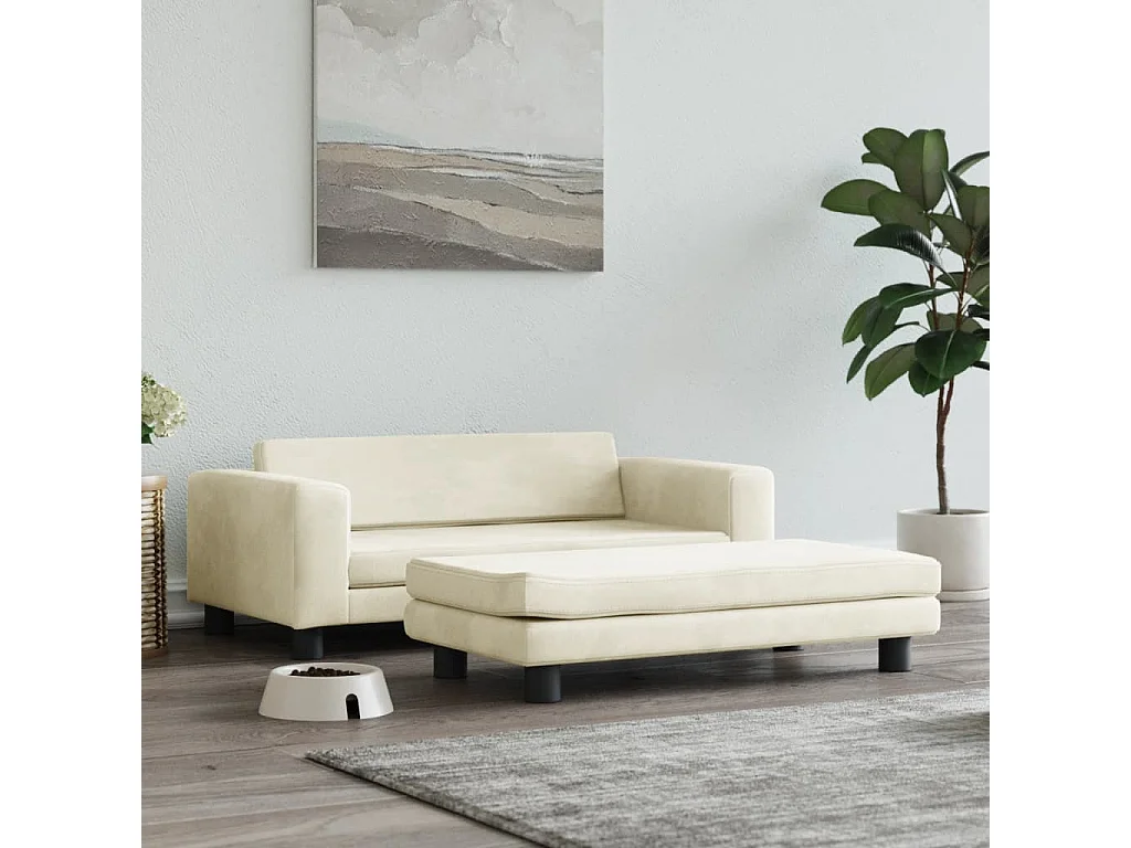 Grace  Lit pour cen avec extension crème 100x50x30 cm velours