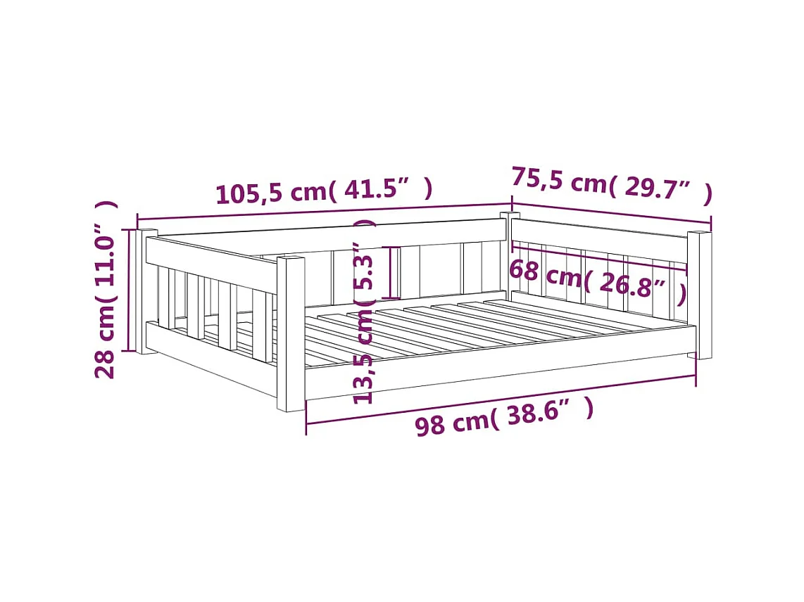 Rinara  Lit pour cen blanc 105,5x75,5x28 cm bois de pin solide