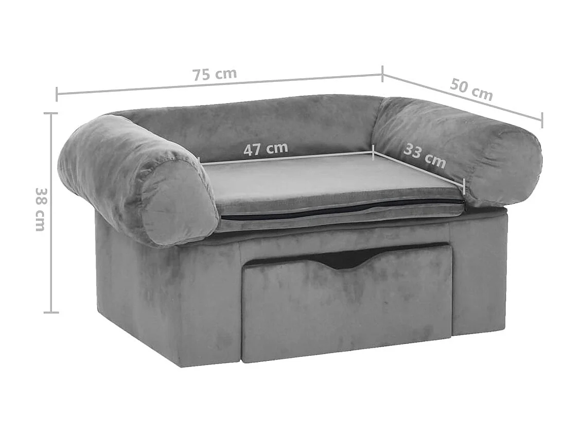 Mjorn  Canapé pour cen avec tiroir Gris 75x50x38 cm Peluche