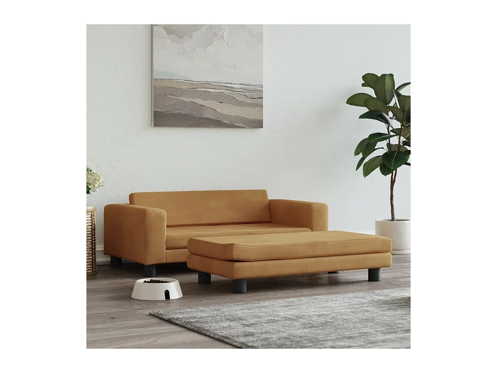 Grace  Lit pour cen avec extension marron 100x50x30 cm velours