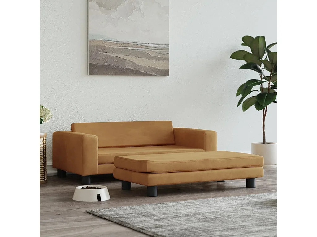 Grace  Lit pour cen avec extension marron 100x50x30 cm velours