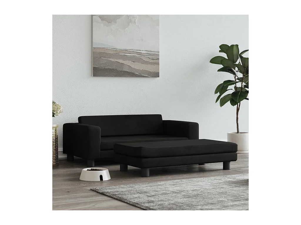 Grace  Lit pour cen avec extension noir 100x50x30 cm velours