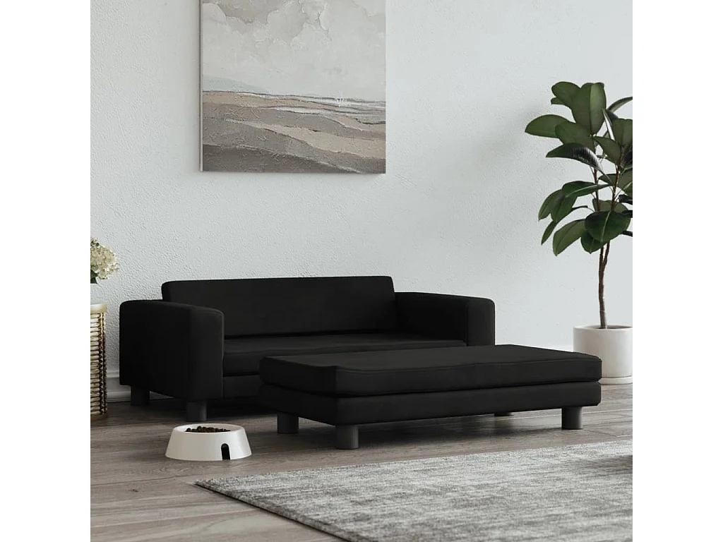 Grace  Lit pour cen avec extension noir 100x50x30 cm velours