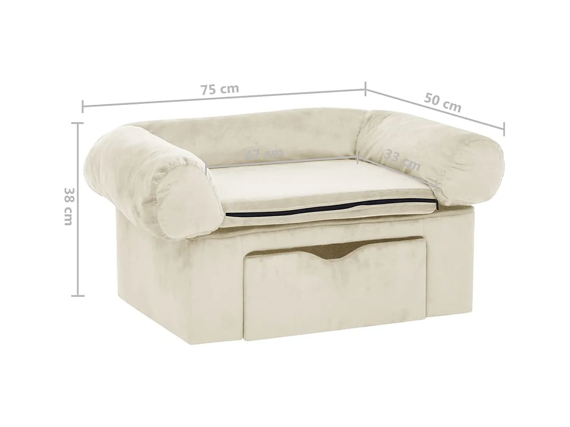 Mjorn  Canapé pour cen avec tiroir Crème 75x50x38 cm Peluche