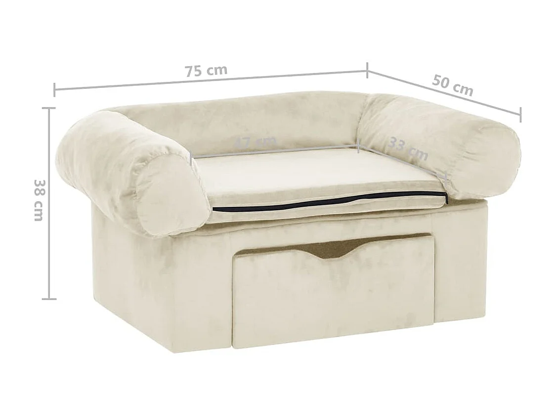 Mjorn  Canapé pour cen avec tiroir Crème 75x50x38 cm Peluche