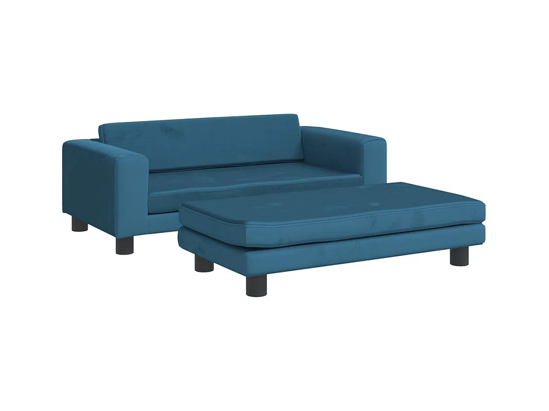 Grace  Lit pour cen avec extension bleu 100x50x30 cm velours