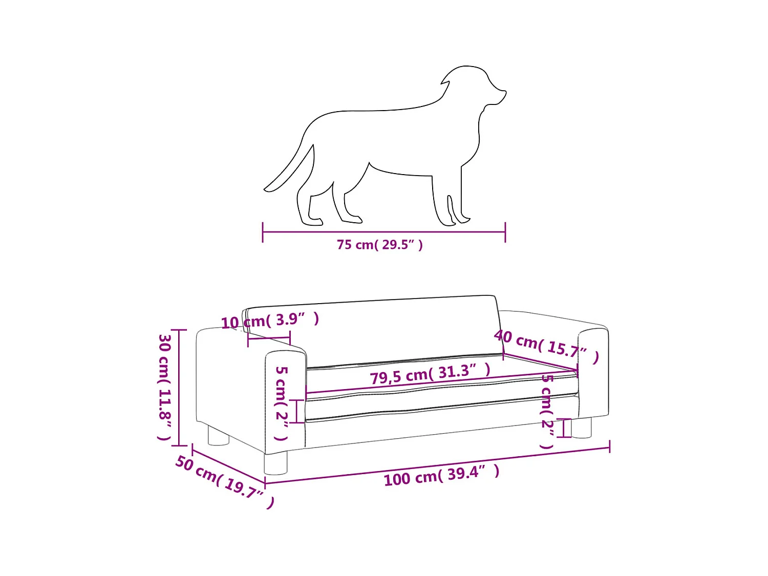 Grace  Lit pour cen avec extension bleu 100x50x30 cm velours