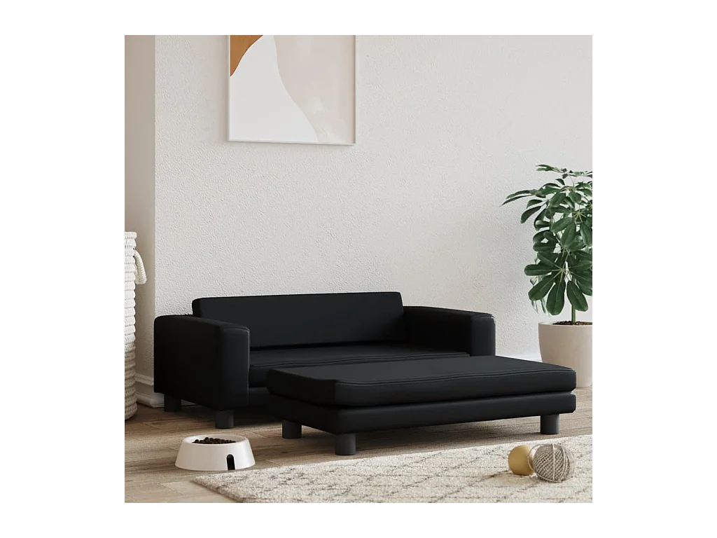 Grace  Lit pour cen avec extension noir 100x50x30 cm similicuir