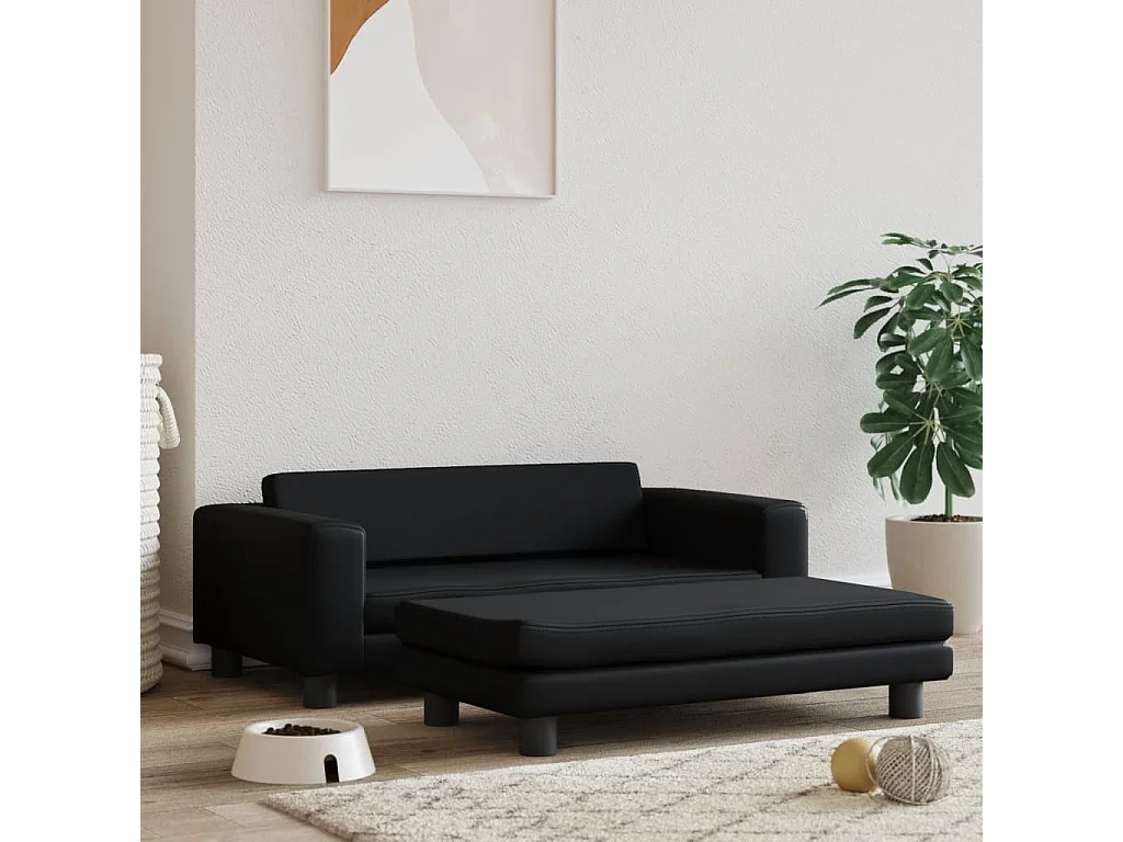 Grace  Lit pour cen avec extension noir 100x50x30 cm similicuir