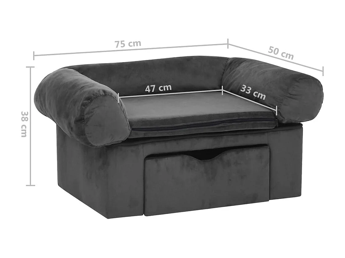 Mjorn  Canapé pour cen avec tiroir Gris foncé 75x50x38 cm Peluche