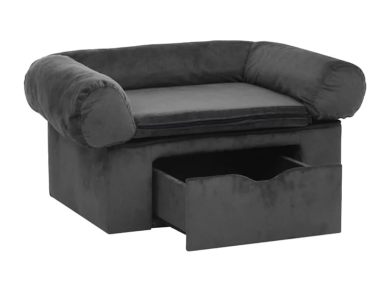 Mjorn  Hondenbank met lade 75x50x38 cm pluche donkergrijs