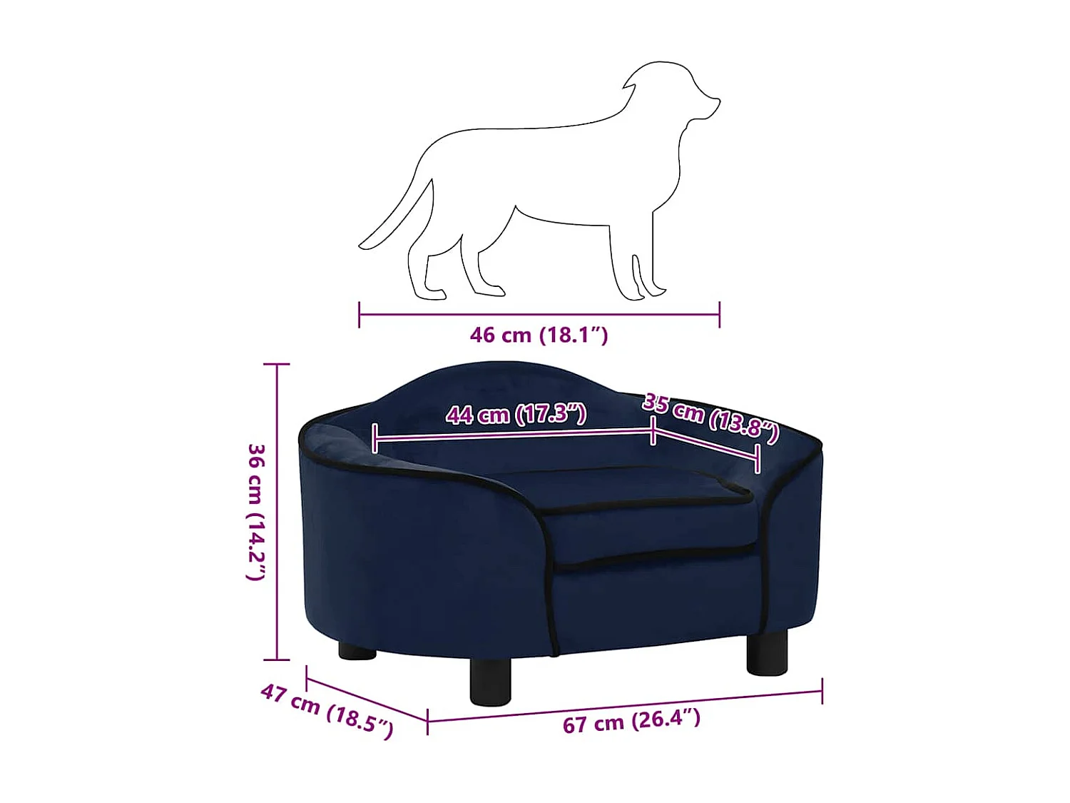 Angelika  Canapé pour cen Bleu 67x47x36 cm Peluche