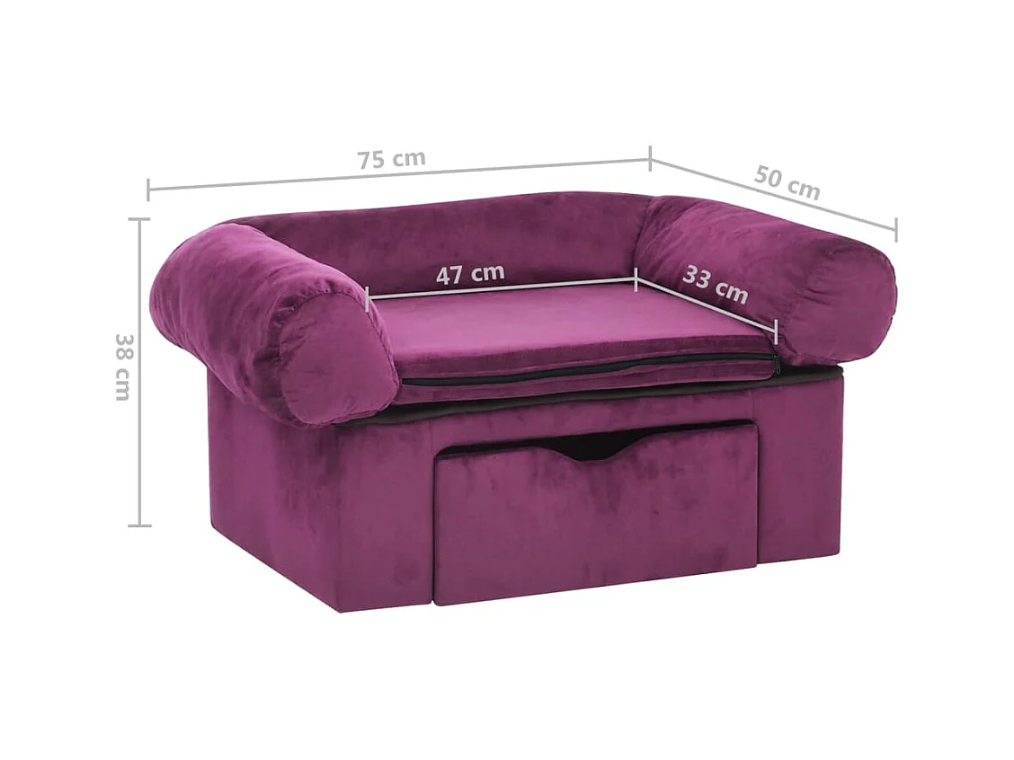 Mjorn  Canapé pour cen avec tiroir Bordeaux 75x50x38 cm Peluche