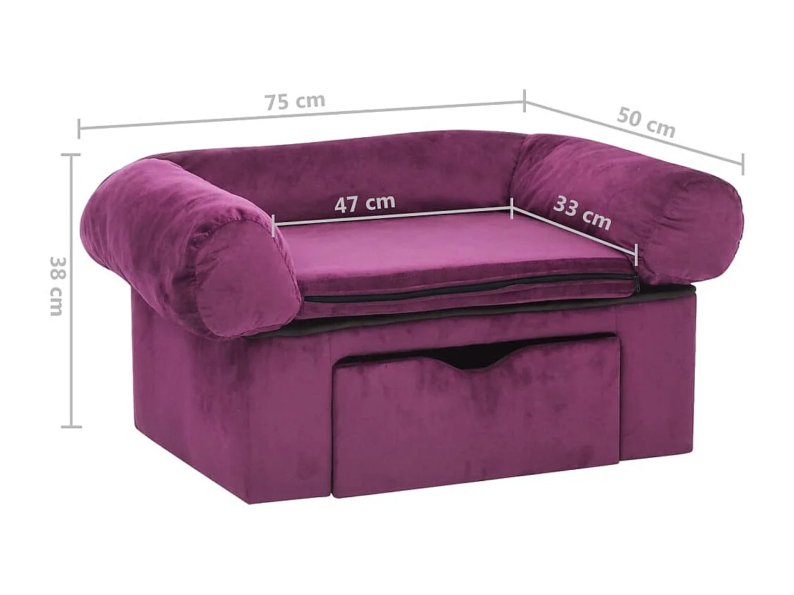 Mjorn  Canapé pour cen avec tiroir Bordeaux 75x50x38 cm Peluche