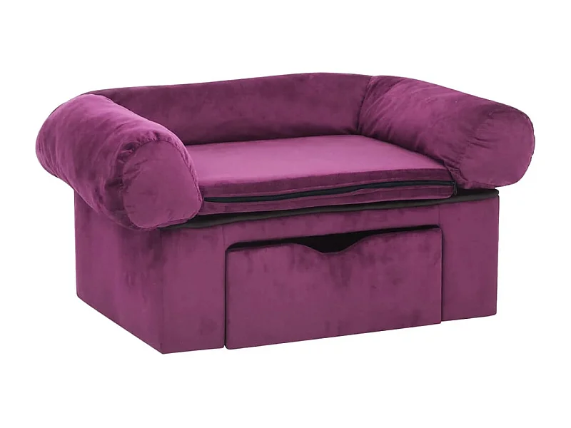 Mjorn  Hondenbank met lade 75x50x38 cm pluche bordeauxrood