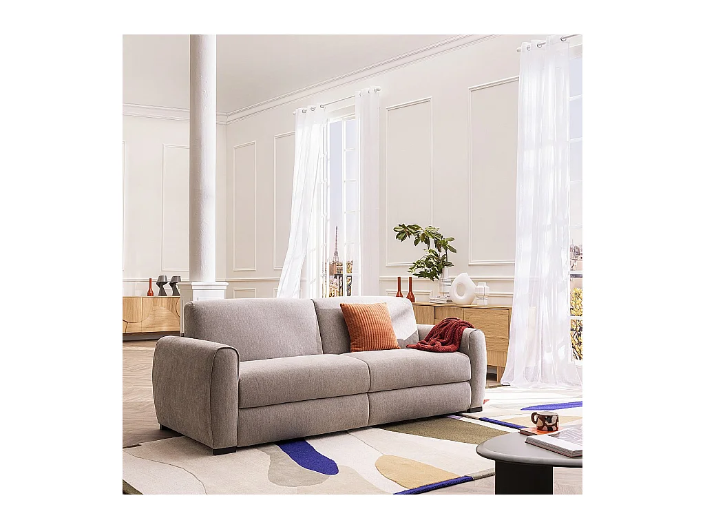 Habitat - Canapé convertible 3 places - Couchage 160 cm - Matelas 16 cm - Tissu Lugano Gris clair - Canberra