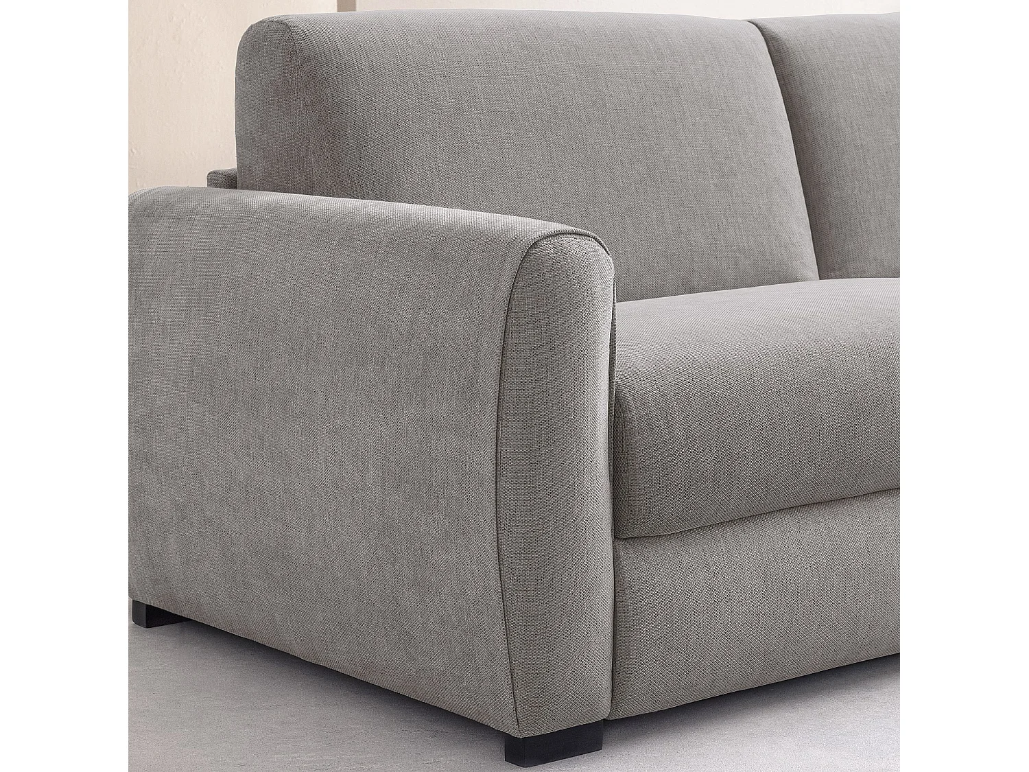 Canapé convertible 3 places - Couchage 160 cm - Matelas 16 cm - Tissu chenille déperlant Lugano - Gris clair