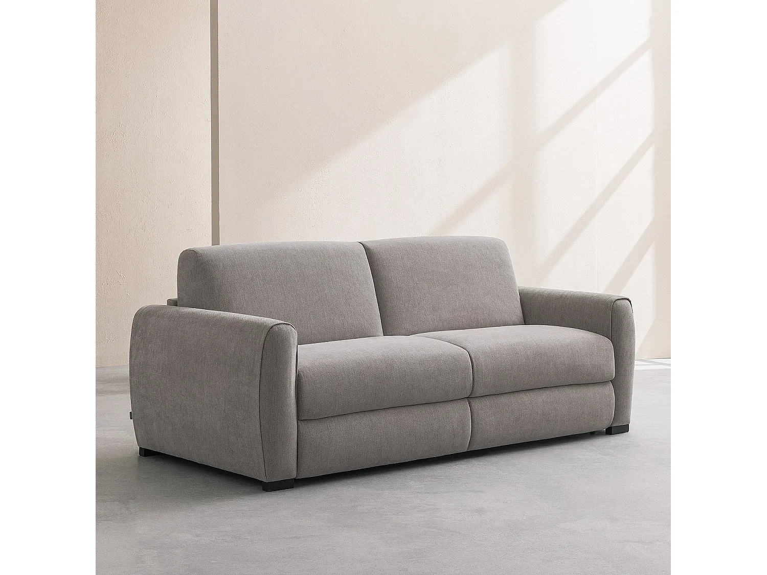 Canapé convertible 3 places - Couchage 160 cm - Matelas 16 cm - Tissu chenille déperlant Lugano - Gris clair