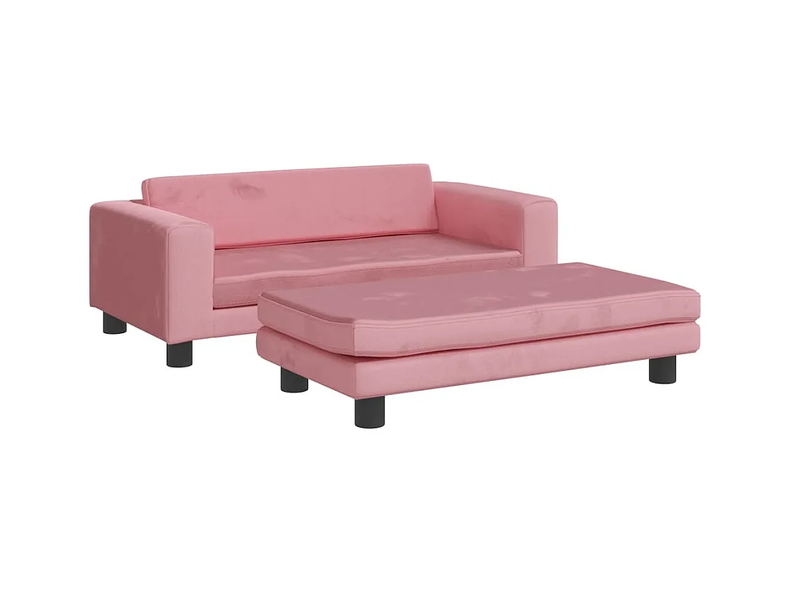 Grace  Lit pour cen avec extension rose 100x50x30 cm velours
