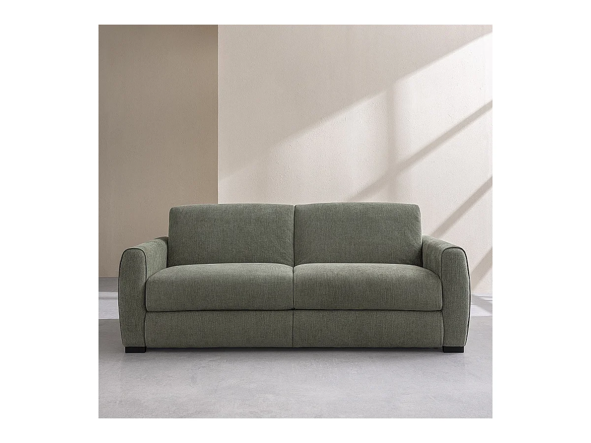 Habitat - Canapé convertible 3 places - Couchage 160 cm - Matelas 16 cm - Tissu Lugano Vert olive - Canberra