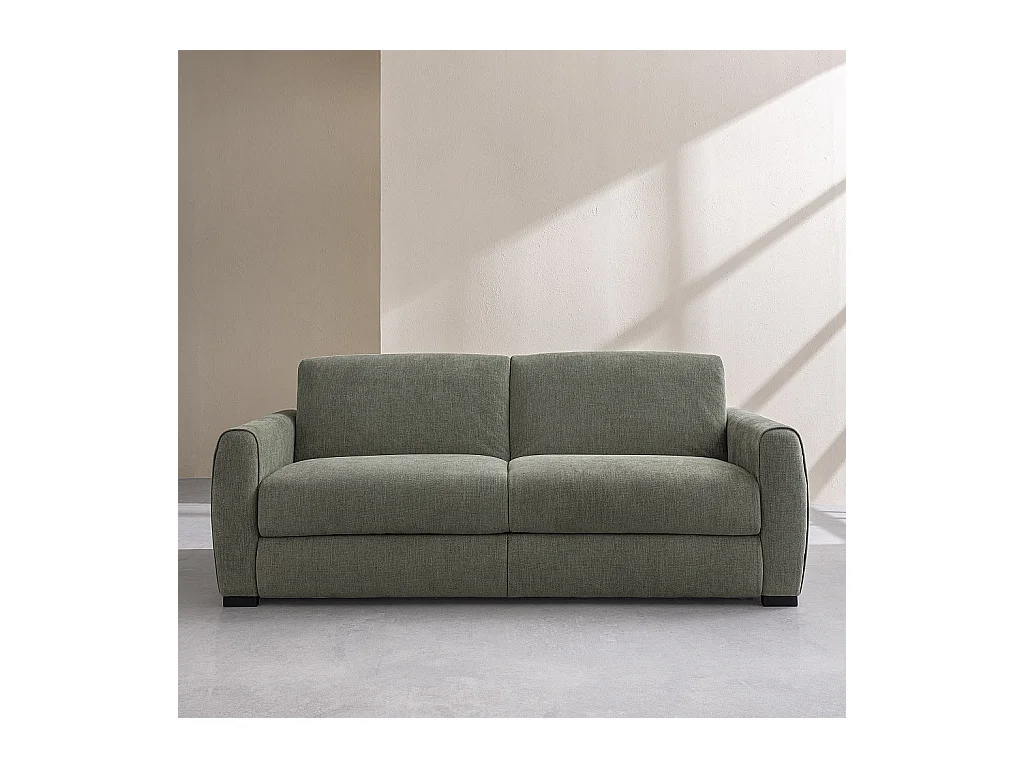 Habitat - Canapé convertible 3 places - Couchage 160 cm - Matelas 16 cm - Tissu Lugano Vert olive - Canberra