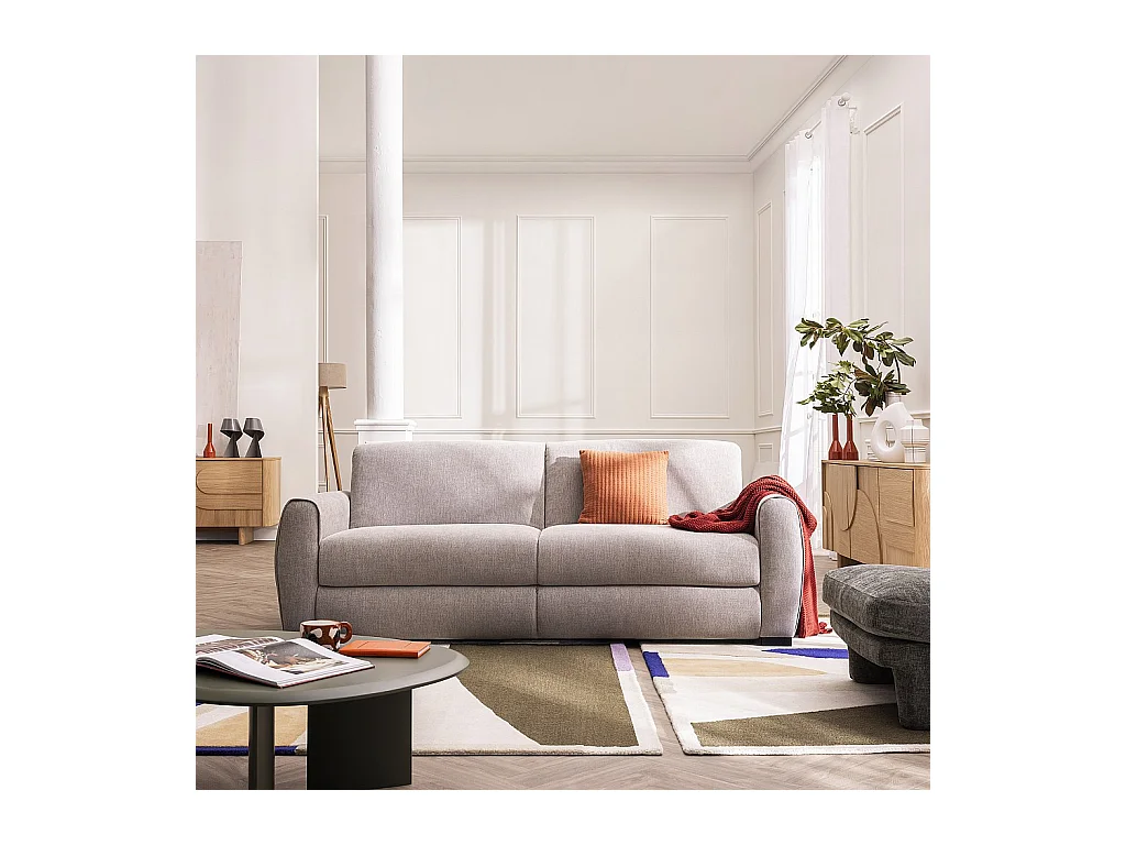 Habitat - Canapé convertible 3 places - Couchage 160 cm - Matelas 16 cm - Tissu Lugano Vert olive - Canberra