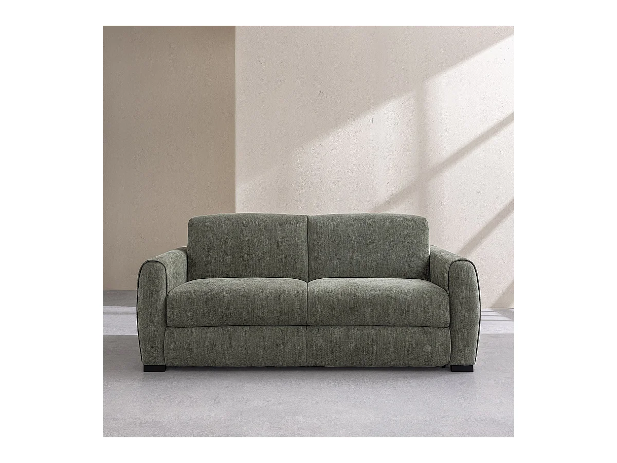 Habitat - Canapé convertible 2 places - Couchage 140 cm - Matelas 16 cm - Tissu Lugano Vert olive - Canberra