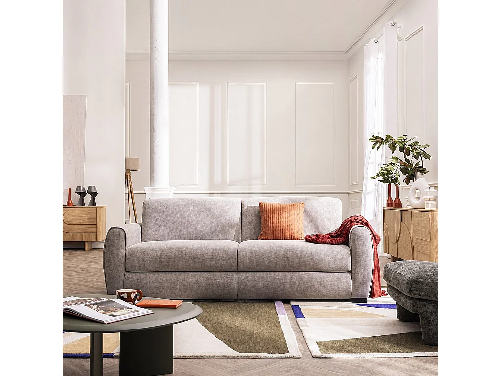 Habitat - Canapé convertible 2 places - Couchage 140 cm - Matelas 16 cm - Tissu Lugano Vert olive - Canberra