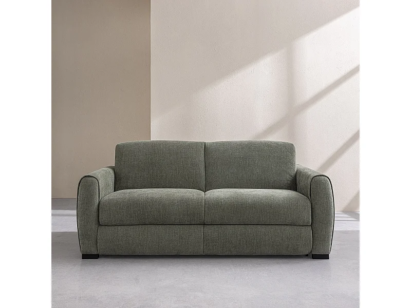 Habitat - Canapé convertible 2 places - Couchage 140 cm - Matelas 16 cm - Tissu Lugano Vert olive - Canberra