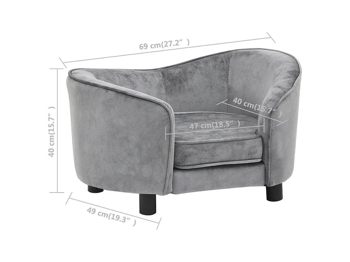 Oriana  Canapé pour cen Gris 69x49x40 cm Peluche